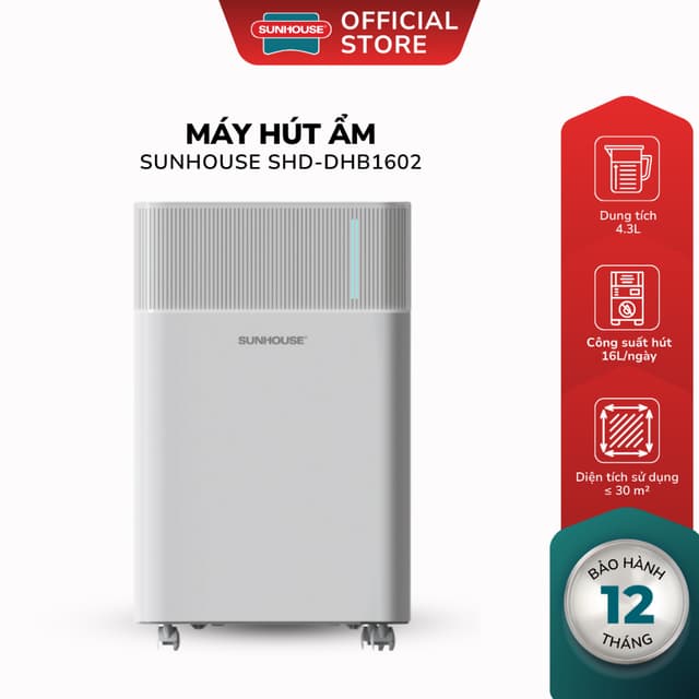 Máy Hút Ẩm Sunhouse SHD-DHB1602 - Bảo Hành 12-36 Tháng, Công Suất 300W, Hút 16L/ngày - Ảnh 6