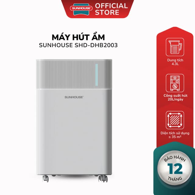 Máy Hút Ẩm Sunhouse SHD-DHB2003 - Bảo Hành 12-36 Tháng, Công Nghệ Hút Ẩm Ngưng Tụ Block - Ảnh 3
