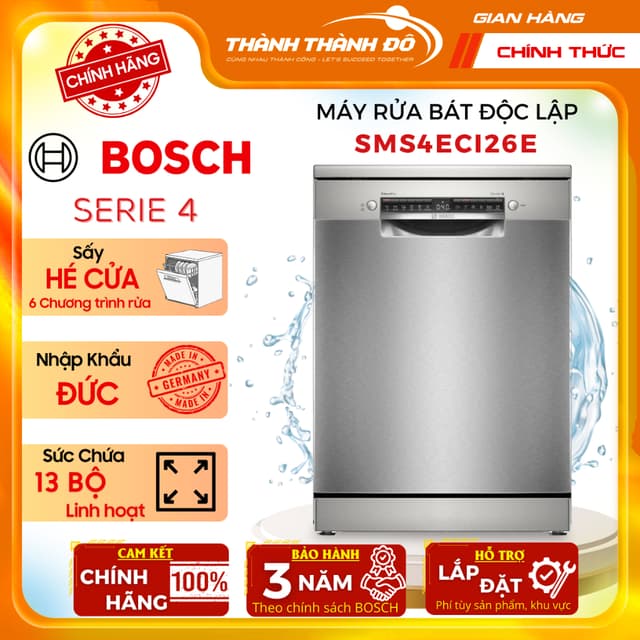 [CHÍNH HÃNG] MÁY RỬA CHÉN ĐỘC LẬP BOSCH SMS4ECI26E SERI 4 - Ảnh 8