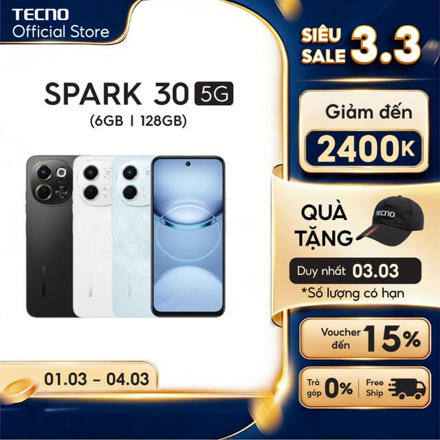 Điện Thoại Tecno Spark 30 5G | (6+6)GB/128GB | Camera 108MP | Màn Hình 6.67" 120Hz |Chính Hãng - Ảnh 2