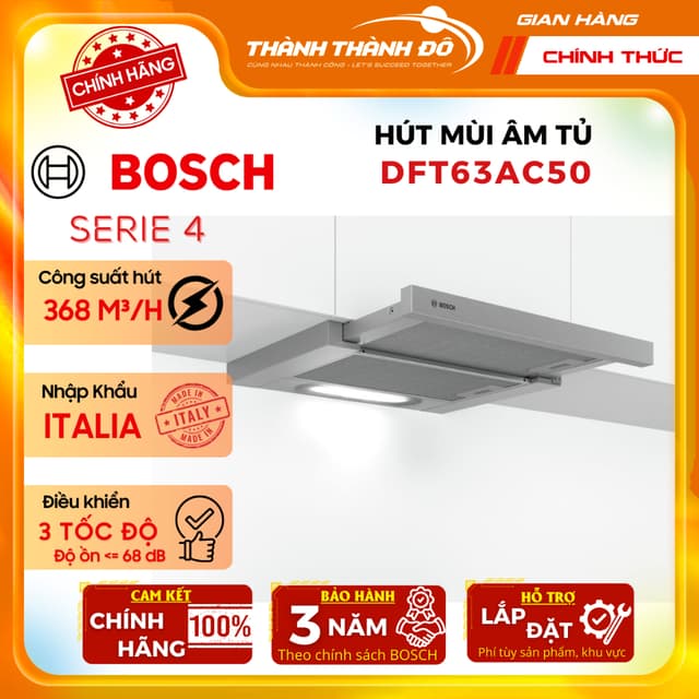 [CHÍNH HÃNG] Máy hút mùi âm tủ Bosch DFT63AC50 - Nhập Khẩu ITALIA - 368m³/h - Ảnh 2