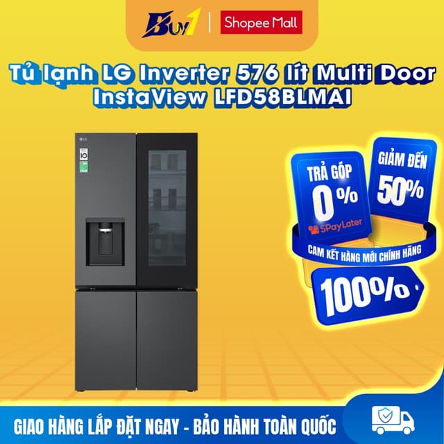 LFD58BLMAI - Tủ lạnh LG Inverter 576 lít Multi Door InstaView LFD58BLMAI - Hàng chính hãng - Ảnh 10