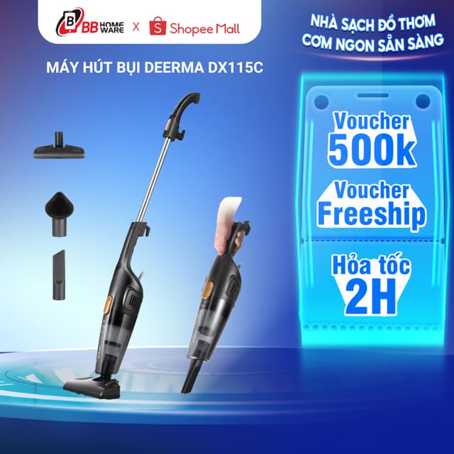 Máy Hút Bụi Cầm Tay DEERMA DX115C - Lực Hút 15000Pa, Kèm 3 Đầu Hút Đa Năng, Bộ Lọc HEPA Lọc Bụi Mịn - Ảnh 4