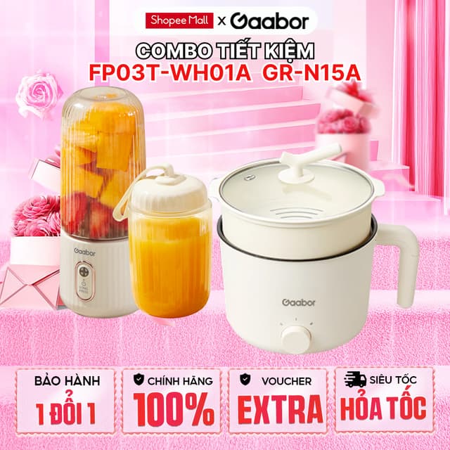 Combo Gaabor 36 máy xay sinh tố cầm tay FP03T-WH01A và nồi điện đa năng 1.5L GR-N15A - Ảnh 11