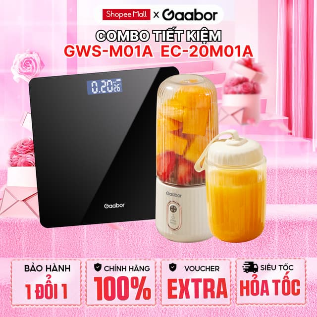 Combo Gaabor Cân sức khỏe điện tử thông minh GWS-M01A và máy xay sinh tố cầm tay FP03T-WH01A - Ảnh 4
