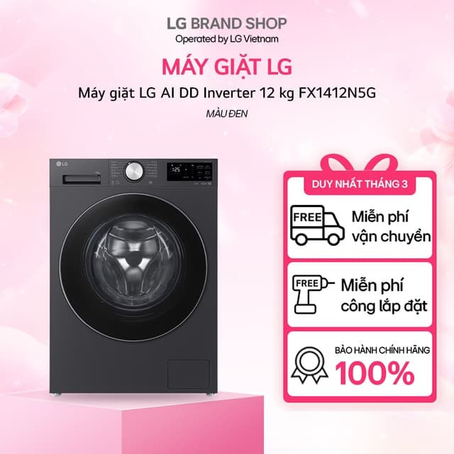 [Chỉ giao Miền Nam] FX1412N5G -Máy giặt LG AI DD Inverter 12 kg FX1412N5G - Ảnh 9