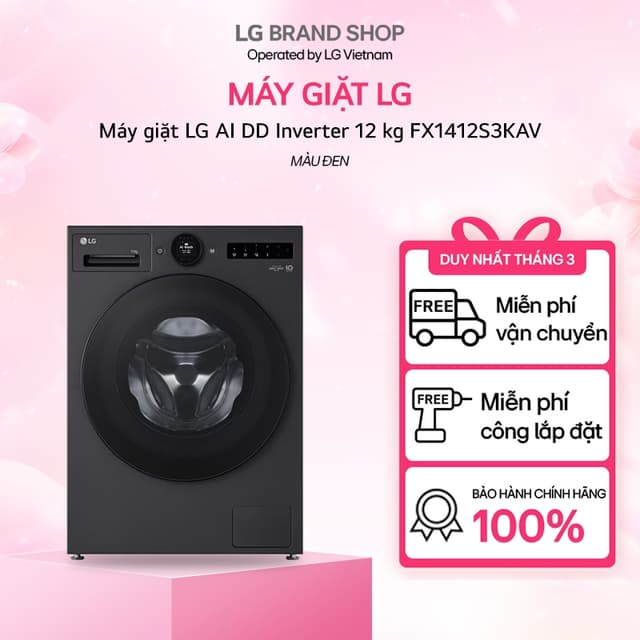[Chỉ giao miền Nam/Bắc] FX1412S3KAV - Máy giặt LG AI DD Inverter 12 kg FX1412S3KAV - Ảnh 1