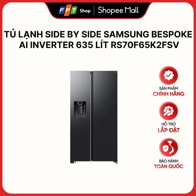 [Hàng chính hãng] Tủ lạnh Side by Side Samsung BeSpoke AI Inverter 635 lít RS70F65K2FSV - Ảnh 12