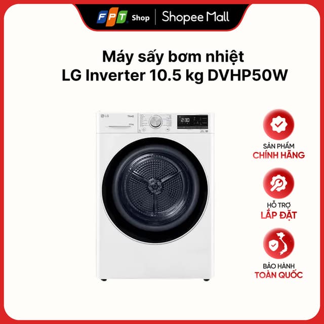 [Hàng chính hãng] Máy sấy bơm nhiệt LG Inverter 10.5 kg DVHP50W - Ảnh 2