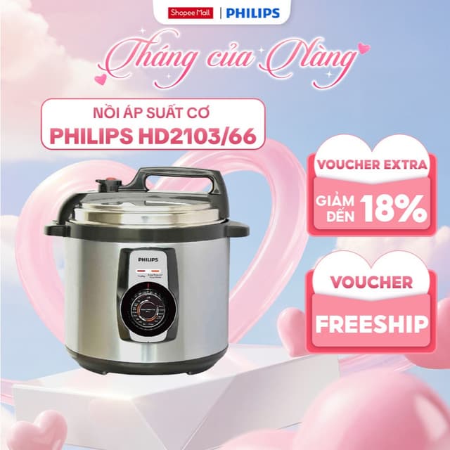 Nồi áp suất cơ PHILIPS HD2103 /66 5 Lít - Hàng Chính Hãng - Ảnh 2