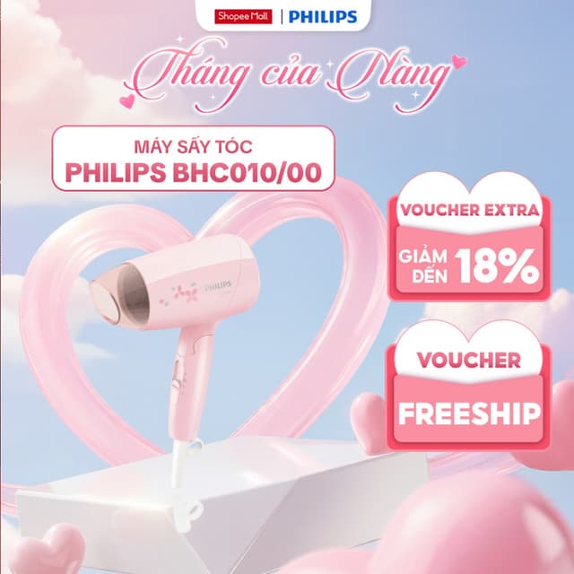 Máy sấy tóc Philips BHC010/00 (Màu Hồng) - Hàng Chính Hãng - Bảo Hành 24 Tháng - Ảnh 10