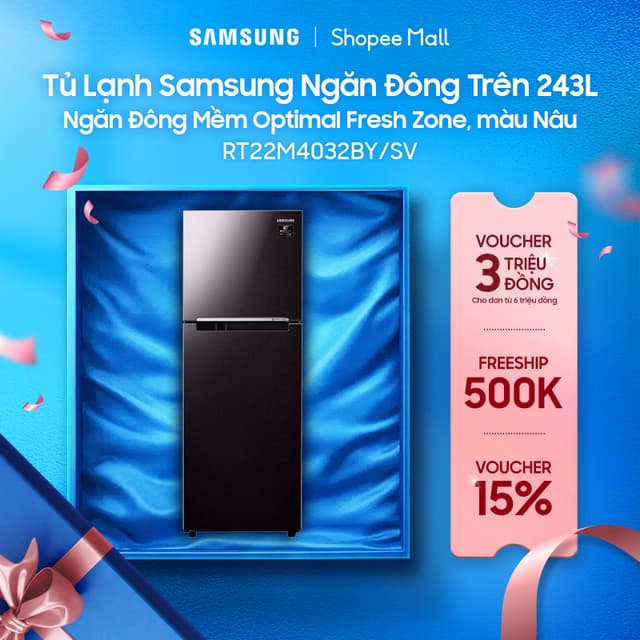 Tủ Lạnh Samsung Ngăn Đông Trên 236L RT22M4032BY/SV - Ngăn Đông Mềm Optimal Fresh Zone, màu Nâu - Ảnh 3