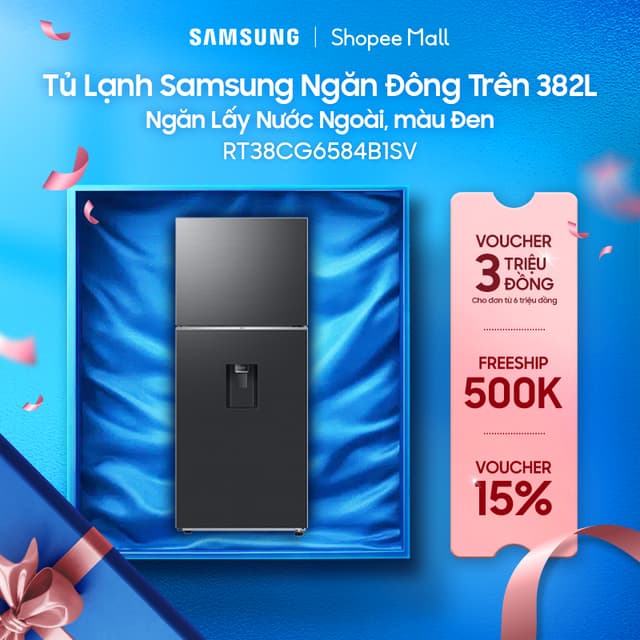 Tủ Lạnh Samsung Ngăn Đông Trên 382L RT38CG6584B1SV - Ngăn Lấy Nước Ngoài,  màu Đen - Ảnh 1
