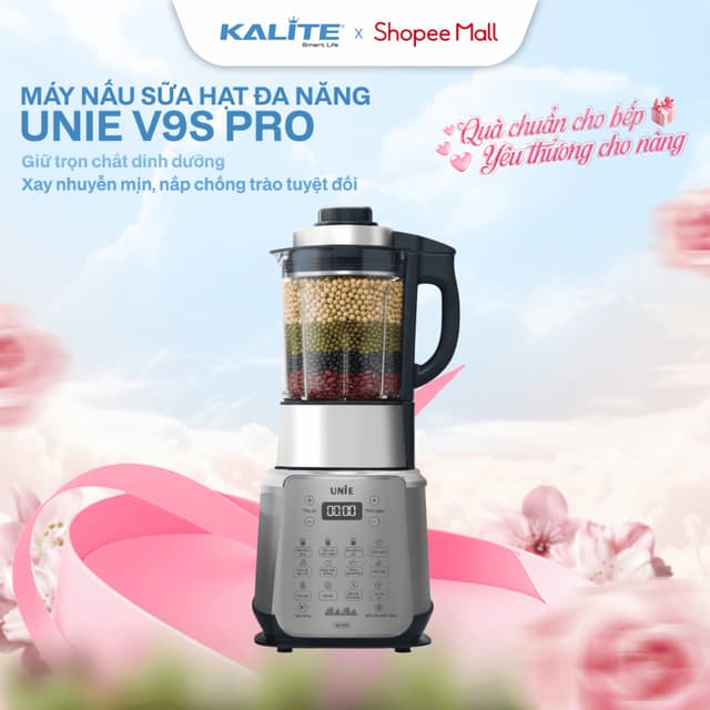 Máy làm sữa hạt Unie V9S PRO, máy nấu sữa hạt đa năng xay êm sánh nhuyễn mịn dung tích 1.75L BH 24T - Ảnh 1