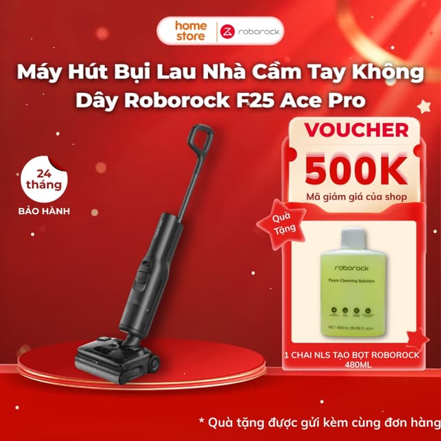 Máy Hút Bụi Lau Nhà Cầm Tay Không Dây Roborock F25 Ace Pro Chính Hãng | Tạo Bọt Siêu Vi Bảo Hành 24 Tháng - Ảnh 2