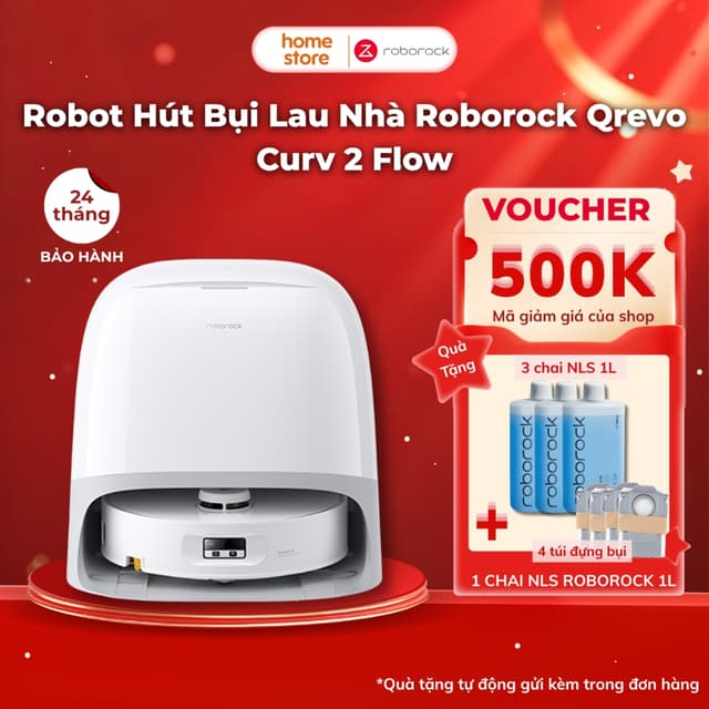 Robot Hút Bụi Lau Nhà Roborock Qrevo Curv 2 Flow Chính Hãng | Làm Sạch Toàn Diện Chính Hãng Bảo Hành 24 Tháng - Ảnh 3