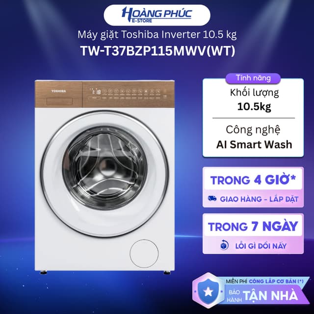TW-T37BZP115MWV(WT) - Máy Giặt Toshiba Inverter 10.5 Kg TW-T37BZP115MWV {Ship HCM 0Đ} - Ảnh 1