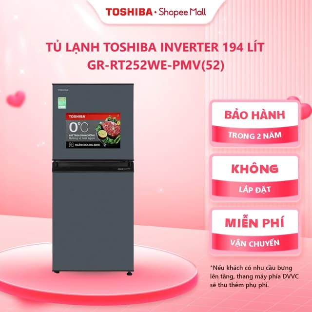 [FREESHIP TOÀN QUỐC] Tủ lạnh Toshiba Inverter 194 lít GR-RT252WE-PMV(52) - Bảo hành 2 năm tại nhà - Ảnh 3