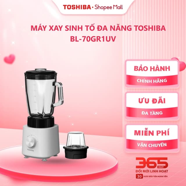 Máy xay sinh tố đa năng Toshiba BL-70GR1UV (Đen) - Bảo hành chính hãng 12 tháng - Ảnh 1