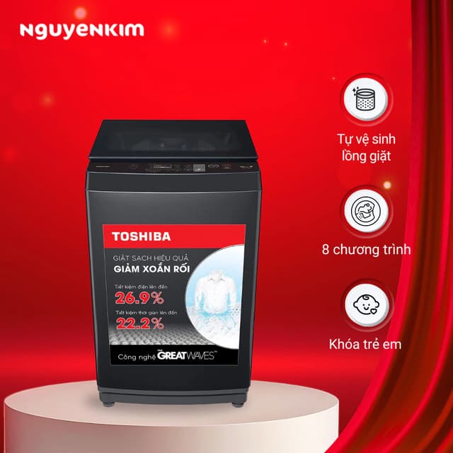 Máy giặt cửa trên Toshiba 10 kg AW-M1100PV(MK) - Ảnh 3
