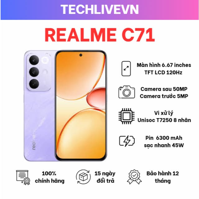 Điện thoại Realme C71 6GB 128GB - Hàng mới chính hãng - Ảnh 10