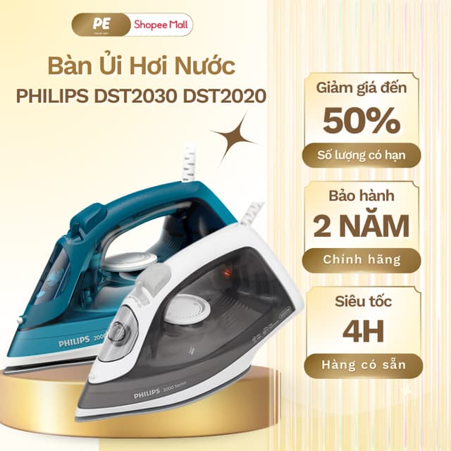 Bàn Ủi Hơi Nước PHILIPS DST2030/90 DST2020/80 | 2000W | Hàng Chính Hãng, Bảo Hành 2 Năm - Ảnh 1