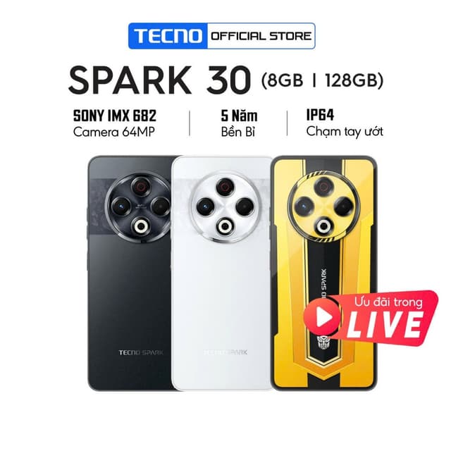 [Ưu Đãi Livestream] Điện thoại TECNO SPARK 30 (8+8)GB/128GB Siêu bền Loa kép 300% Camera 64MP NFC Thiết Kế Transformers - Ảnh 4