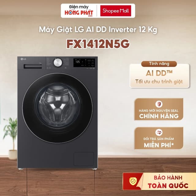 FX1412N5G | Máy Giặt Lồng Ngang LG AI DD Inverter 12 Kg [GIAO TOÀN QUỐC] - Ảnh 11