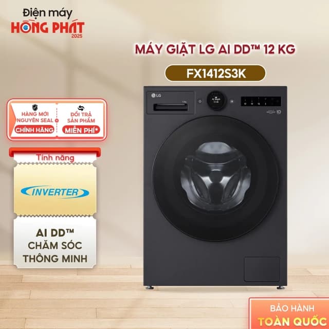Máy Giặt LG AI DD Inverter 12 Kg FV1412S3B / FX1412S3K - Giặt Hơi Nước Steam™ - Công Nghệ TurboWash360 [Giao-Lắp HCM] - Ảnh 11