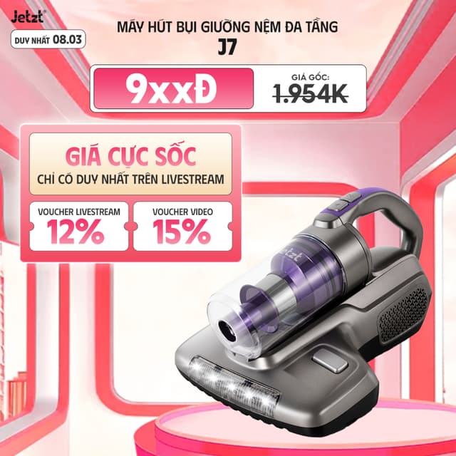 Máy hút bụi giường nệm diệt khuẩn UV JETZT J7 Series thế hệ mới - Ảnh 1