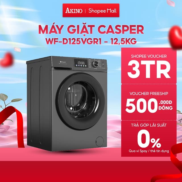 Máy giặt Lồng Ngang Casper ProWash Inverter 12.5 kg WF-D125VGR1 - Hàng Chính Hãng - Ảnh 3