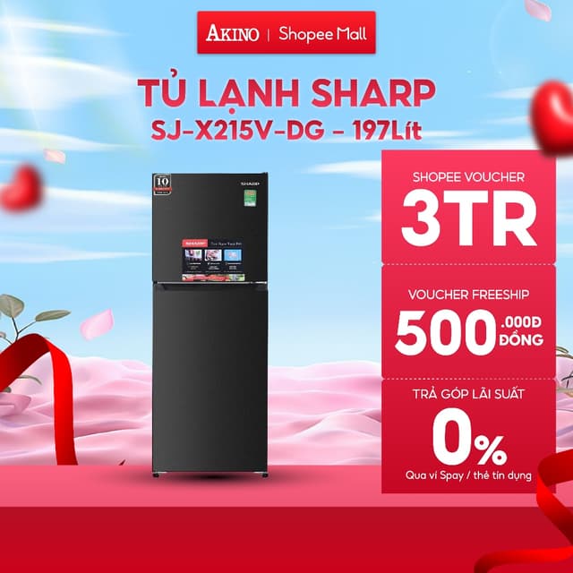 Tủ lạnh Sharp Inverter 197 lít SJ-X215V-DG - Bảo Hành Chính Hãng - Ảnh 1