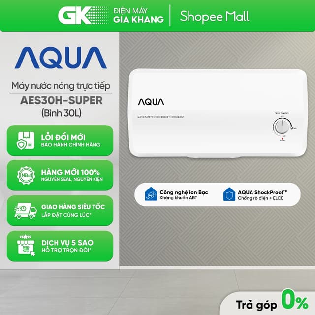 Máy Nước Nóng Gián Tiếp Aqua 30 Lít 2500W AES30H-SUPER [Toàn Quốc] - Ảnh 3