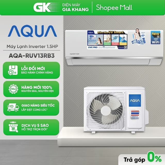 [Shopee - Lắp đặt 0Đ HN HCM] AQA-RUV13RB3 1.5 HP | AQA-RUV10RB3 1HP - Điều Hòa UV Smart - AQUA - Inverter - Ảnh 9