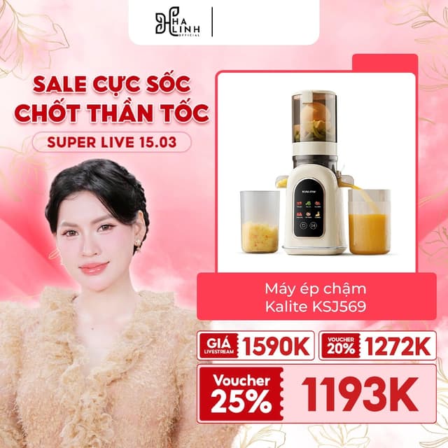 (Võ Hà Linh x Kalite)Máy ép chậm Kalite KSJ569 ép kiệt bã 99% không sinh nhiệt tích hợp làm kem, màn hình cảm ứng cao cấ - Ảnh 10