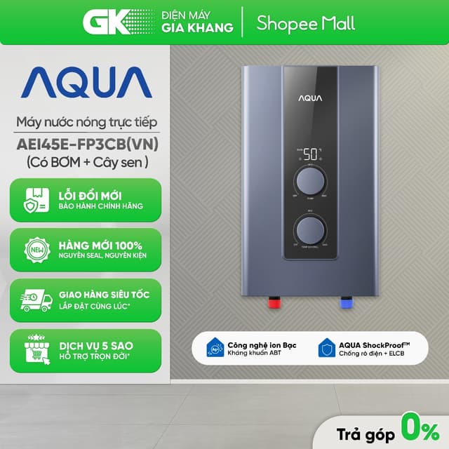 Máy Nước Nóng Trực Tiếp Aqua 4500W AEI45E-FP3CB(VN) [Freeship HCM] - Ảnh 8