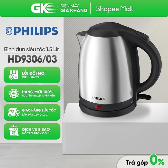 HD9306/03 - Bình Đun Siêu Tốc Philips HD9306/03 Dung tích 1.5 Lít - 1800W [Giao Toàn Quốc] - Ảnh 4