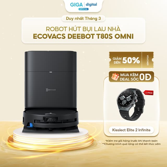 Robot hút bụi lau nhà Ecovacs Deebot T80S Omni 2027 - OZMO ROLLER 2.0 -  24.800Pa - Bảo hành 24 Tháng Chính hãng - Ảnh 4