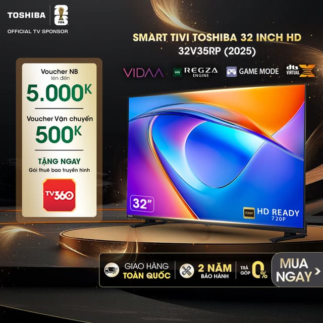 Smart Tivi Toshiba 32 inch HD 32V35RP, Giao Hàng Toàn Quốc, Bảo Hành 24 Tháng - Ảnh 3