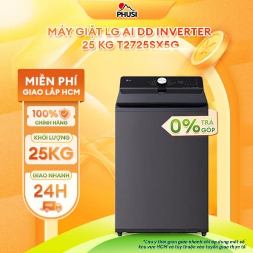 T2725SX5G [GIAO HÀNG MIỄN PHÍ HCM] Máy giặt LG AI DD Inverter 25 kg - CHÍNH HÃNG - Ảnh 4