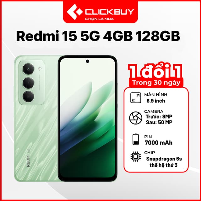 Điện thoại Xiaomi Redmi 15 5G 4Gb 128GB chính hãng | 144Hz, Pin 7000mAH, chip Snapdragon 6s gen 3 - Ảnh 7