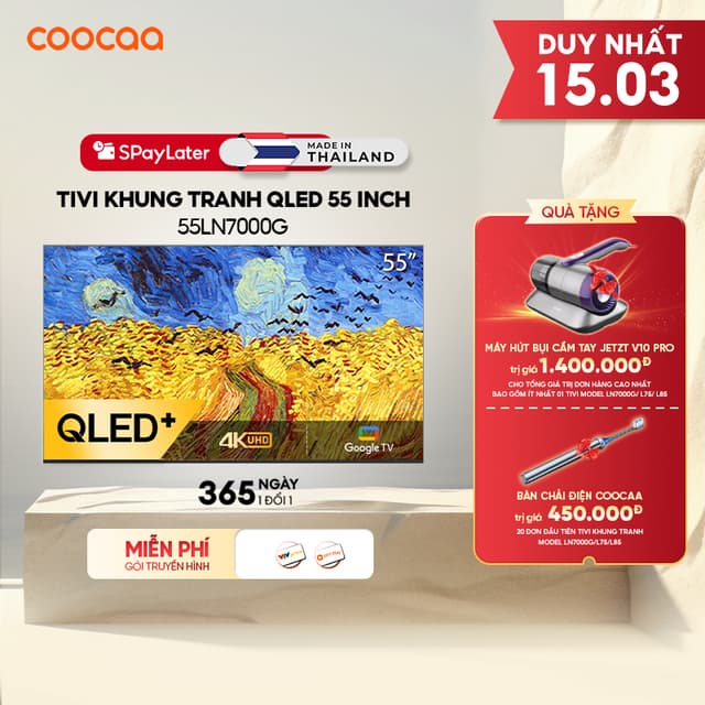 [Miễn phí lắp đặt HN-HCM] Smart tivi COOCAA 55 inch Qled 4K tivi Khung Tranh Google Frame+ 55LN7000G - Ảnh 5