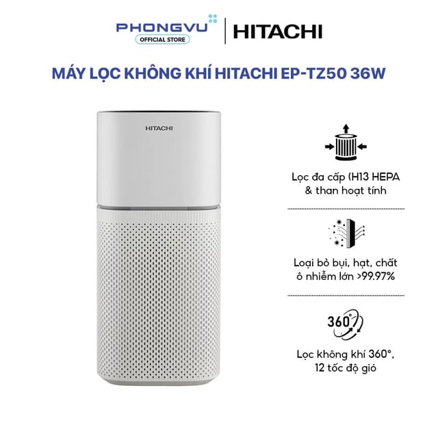 Máy lọc không khí Hitachi EP-TZ50 36W - Lọc H13 HEPA - 48m2 - Điều khiển cảm ứng - Bảo hành 24 tháng - Ảnh 8