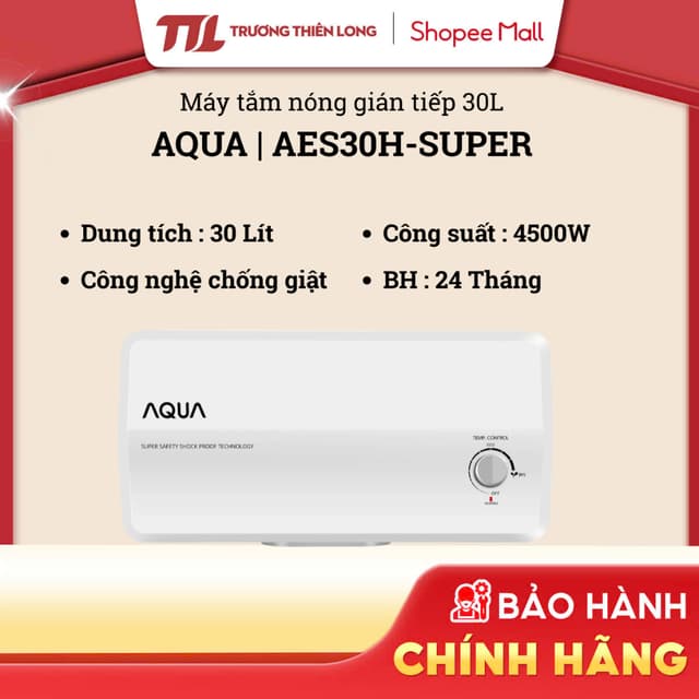 Máy Nước Nóng Gián Tiếp Aqua 30 Lít 2500W AES30H-SUPER [TOÀN QUỐC] - Ảnh 4