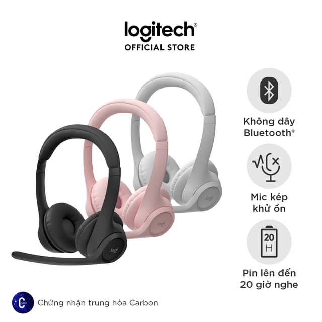Hannah x Logitech - Tai nghe Bluetooth không dây Logitech Zone 300 - Micrô khử ồn, Windows, Mac - Ảnh 1