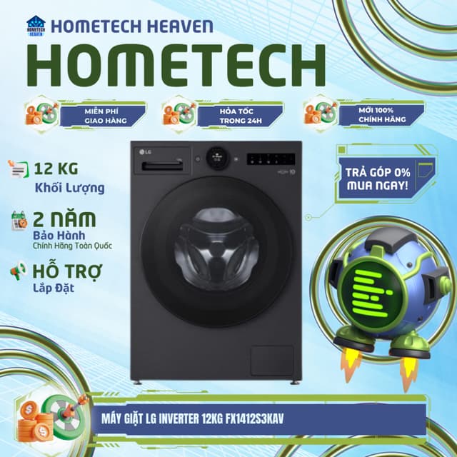 [GIAO LẮP MIỄN PHÍ] Máy giặt LG AI DD Inverter 12 kg FX1412S3KAV Hàng Mới, Chính Hãng 100% - Ảnh 12