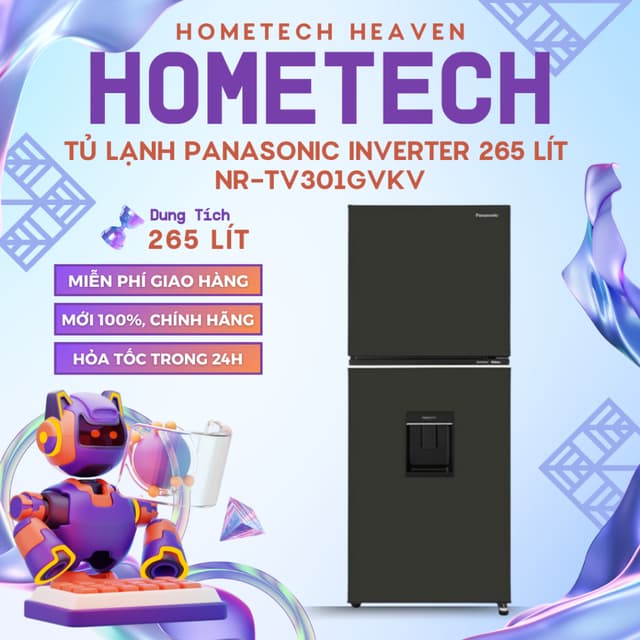 NR-TV301GVKV - Tủ lạnh Panasonic Inverter 265 lít Lấy Nước Ngoài, Tiết Kiệm Điện - Ảnh 1