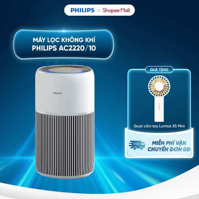 Máy lọc không khí Philips AC2220/10 - Công suất 28W - CADR 420m³/h - Phạm vi lọc 109m² - Bộ lọc HEPA 3 lớp - BH 2 năm - Ảnh 6