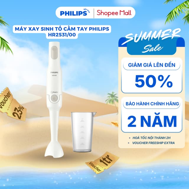 Máy Xay Sinh Tố Cầm Tay PHILIPS HR2531/00 (650W) Xay Đồ Ăn Dặm, Cháo, Rau Củ - Bảo Hành 2 Năm - Ảnh 4
