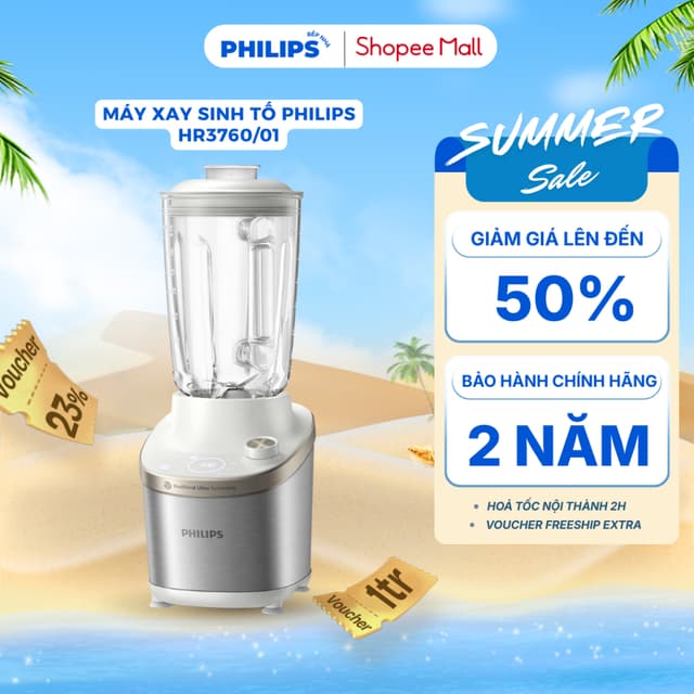 Máy Xay Sinh Tố PHILIPS HR3760/01 (1500W - 1.8L) Máy Xay Đa Năng Xay Đá, Trái Cây, Tự Động Ngắt Điện - Ảnh 6